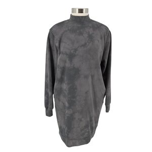 Gap Sweatshirt Shirt Dress Gray Tie Dye Long Sleeve Mock Neck Pockets Medium
